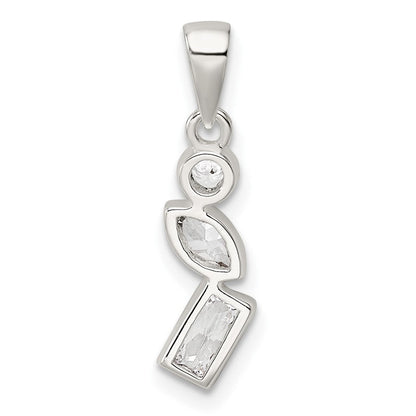 Sterlingsilber Poliert Geometric Shapes Zirkonia Anhänger