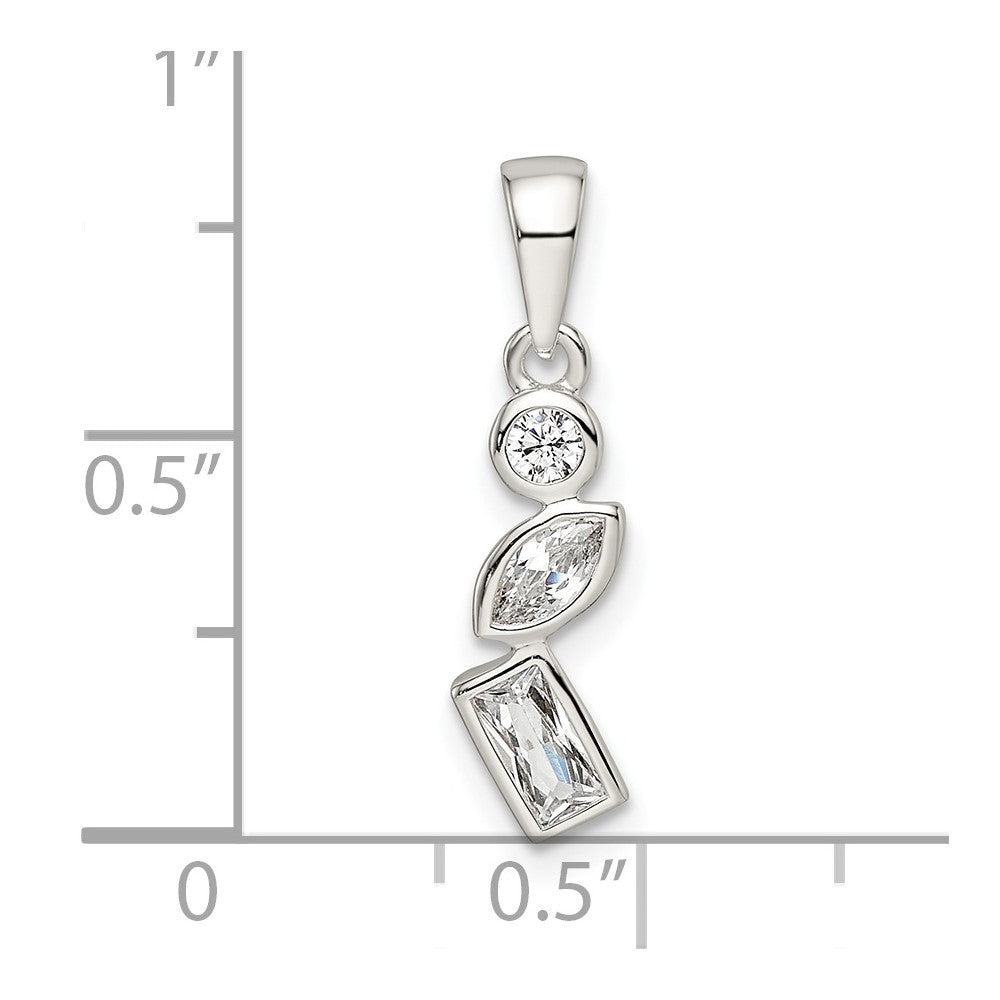 Sterlingsilber Poliert Geometric Shapes Zirkonia Anhänger