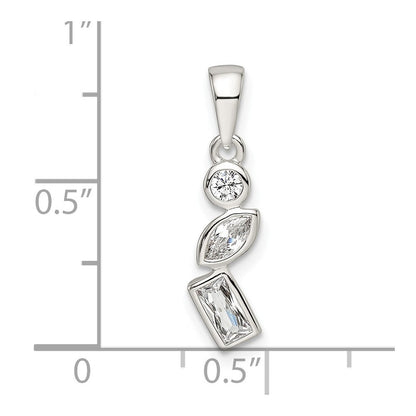 Sterlingsilber Poliert Geometric Shapes Zirkonia Anhänger