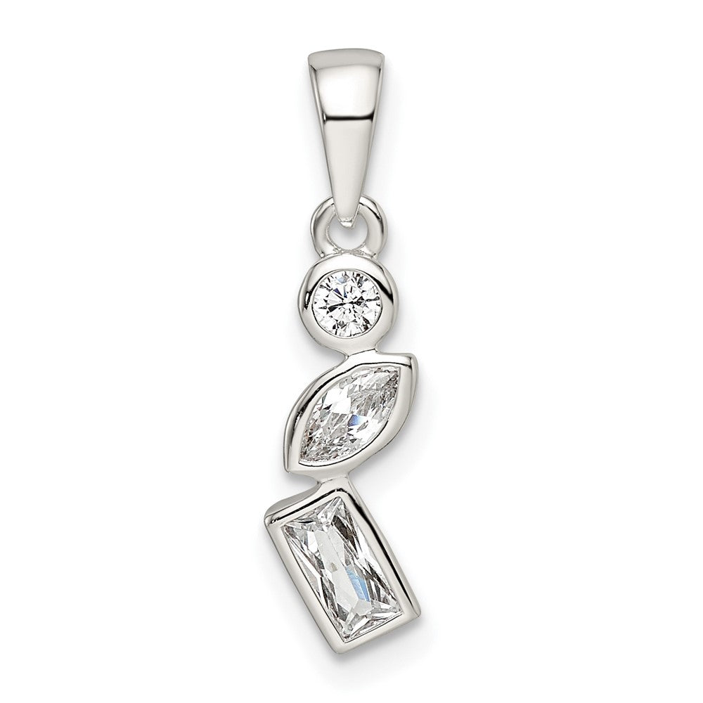 Sterlingsilber Poliert Geometric Shapes Zirkonia Anhänger