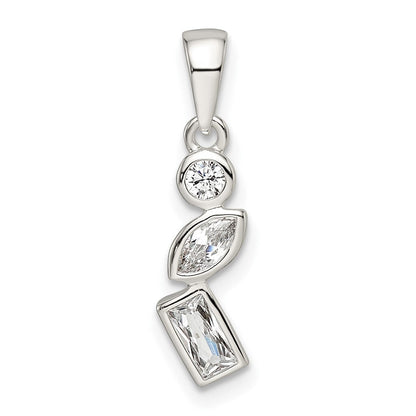 Sterlingsilber Poliert Geometric Shapes Zirkonia Anhänger