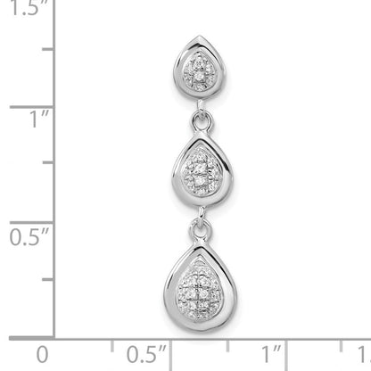 Sterlingsilber Rhodiniert Zirkonia Tropfen Kette Anhänger