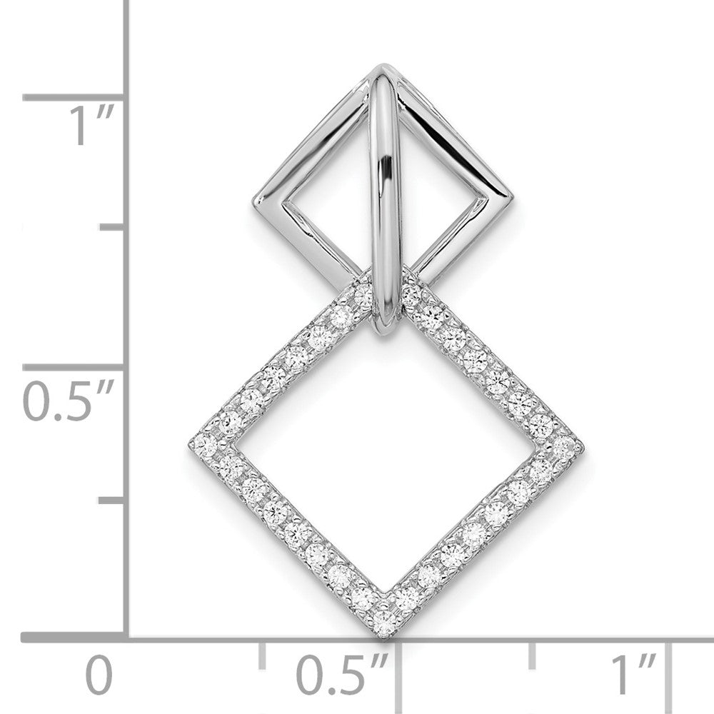 Sterlingsilber Rhodiniert Zirkonia Quadratisch Kette Anhänger