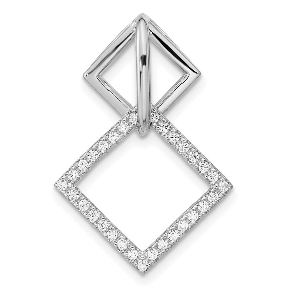 Sterlingsilber Rhodiniert Zirkonia Quadratisch Kette Anhänger