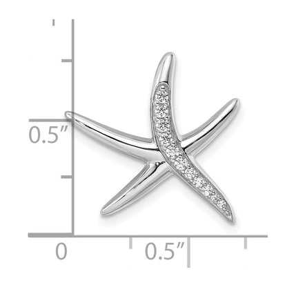 Sterlingsilber Rhodiniert Zirkonia Seestern Anhänger