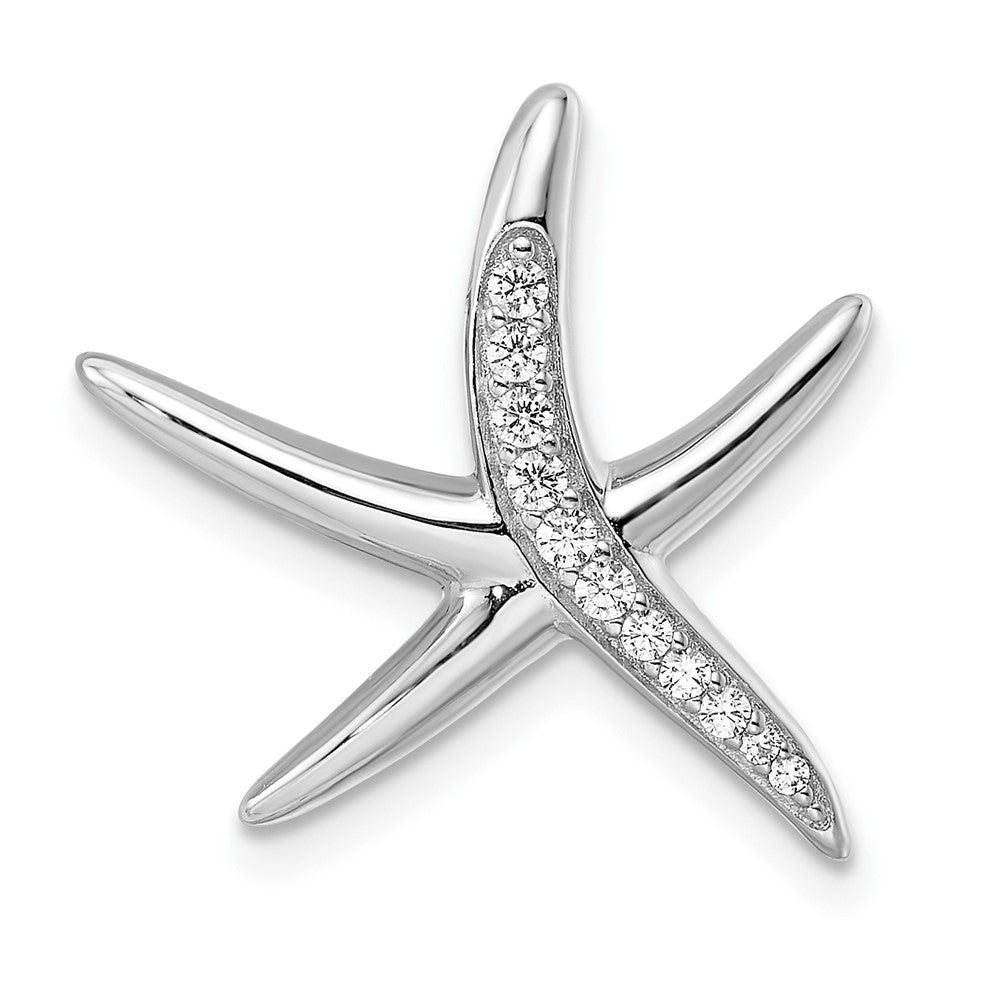 Sterlingsilber Rhodiniert Zirkonia Seestern Anhänger