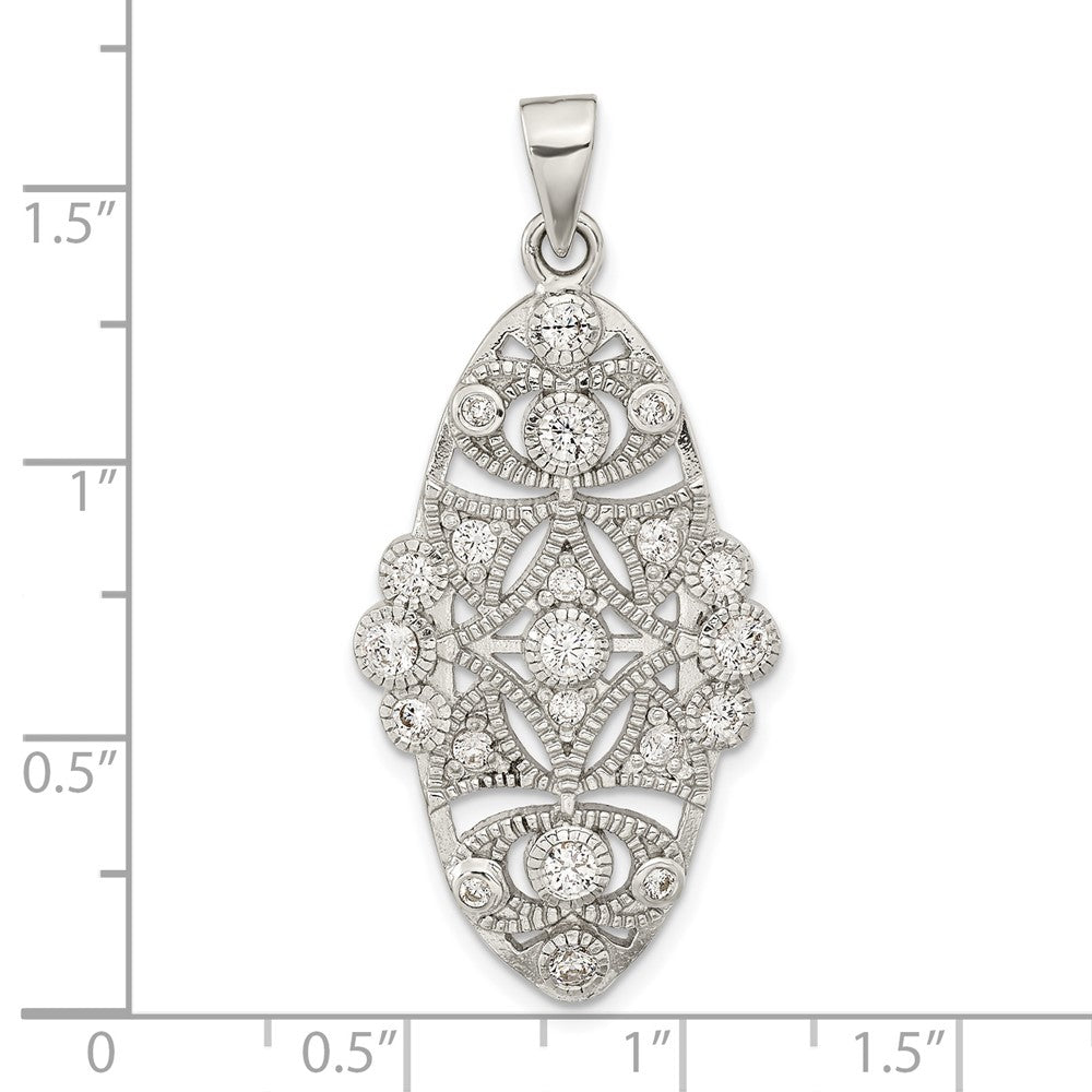 Sterlingsilber Poliert Zirkonia Blumen Anhänger