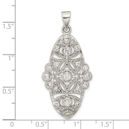 Sterlingsilber Poliert Zirkonia Blumen Anhänger