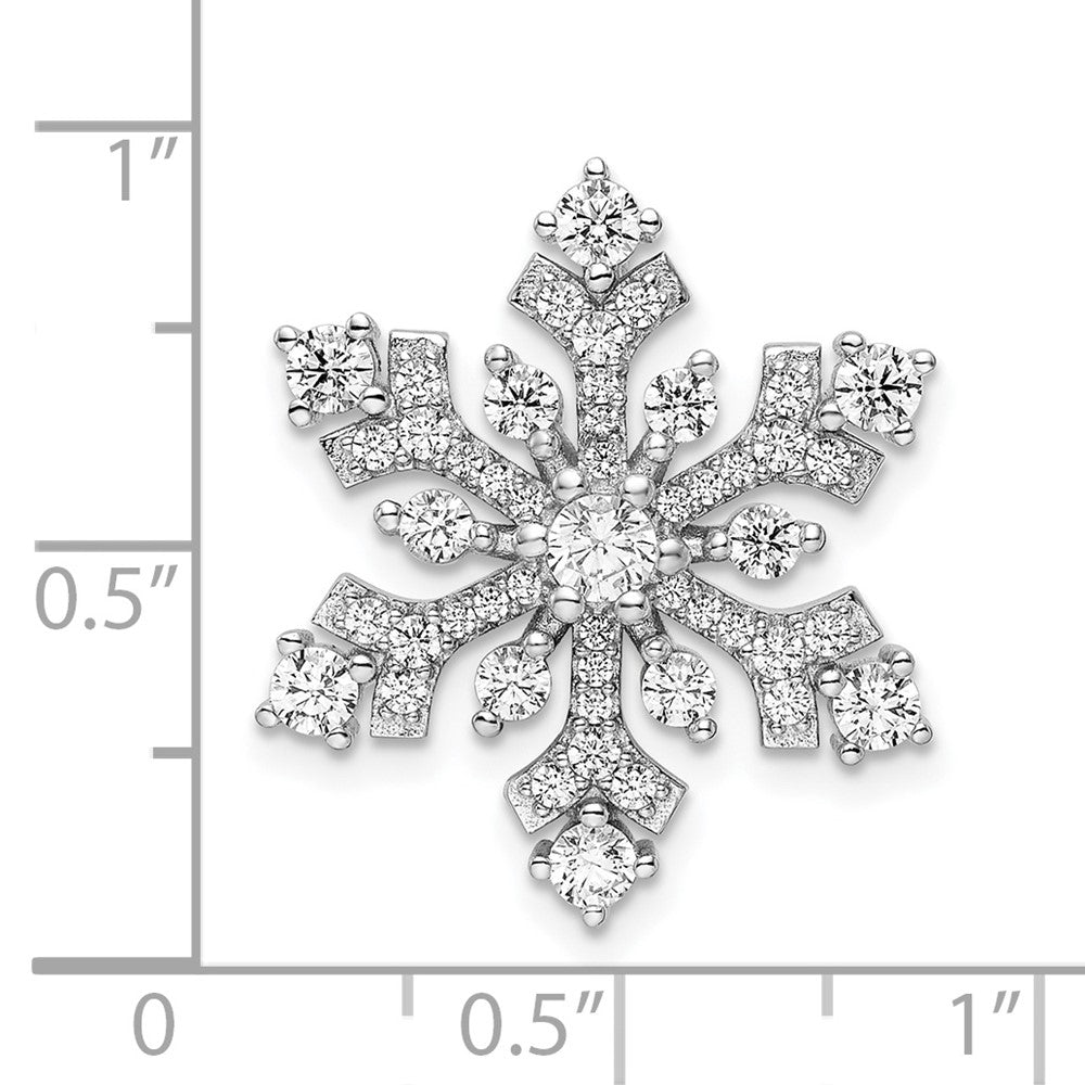 Sterlingsilber Rhodiniert Zirkonia Schneeflocke Anhänger