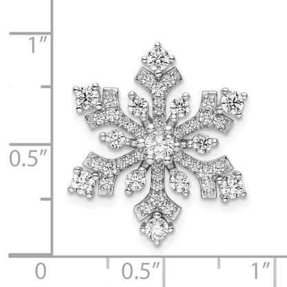 Sterlingsilber Rhodiniert Zirkonia Schneeflocke Anhänger