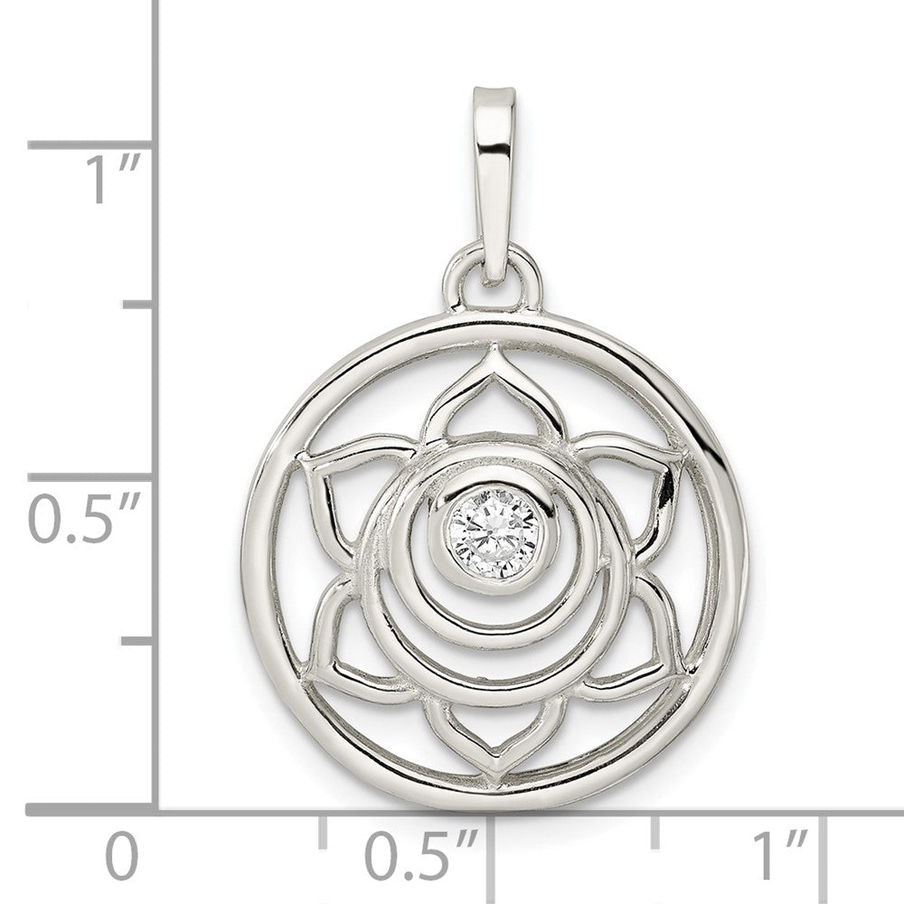 Sterlingsilber Zirkonia Lotus Chakra Filigran Anhänger