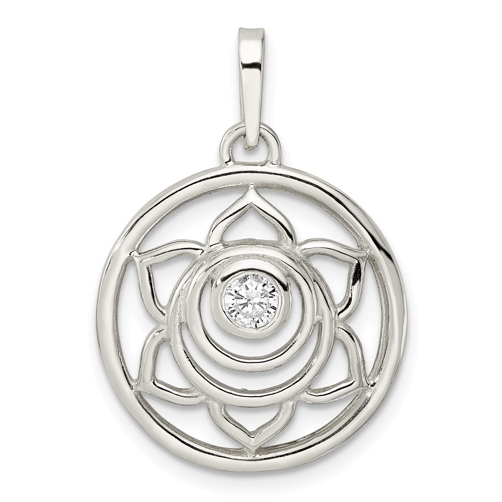 Sterlingsilber Zirkonia Lotus Chakra Filigran Anhänger