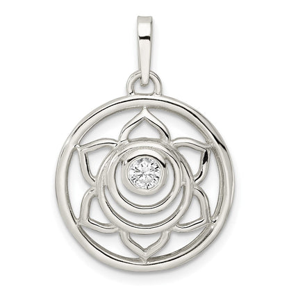 Sterlingsilber Zirkonia Lotus Chakra Filigran Anhänger