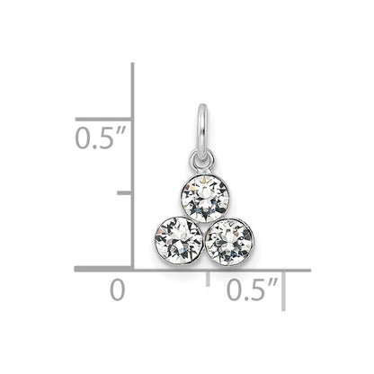Sterlingsilber Rhodiniert Kristall 3-stone Anhänger