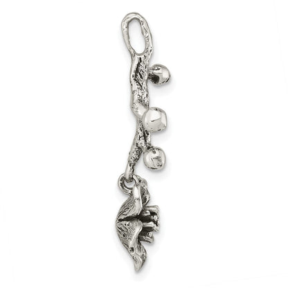 Sterlingsilber Oxidiert Branch mit Blume Anhänger