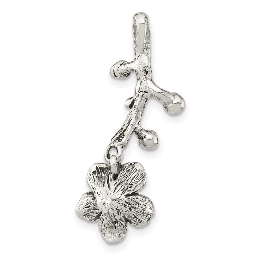 Sterlingsilber Oxidiert Branch mit Blume Anhänger