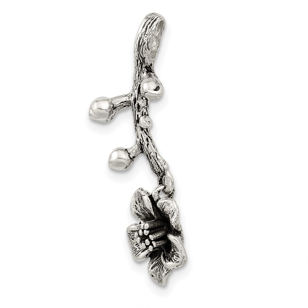 Sterlingsilber Oxidiert Branch mit Blume Anhänger