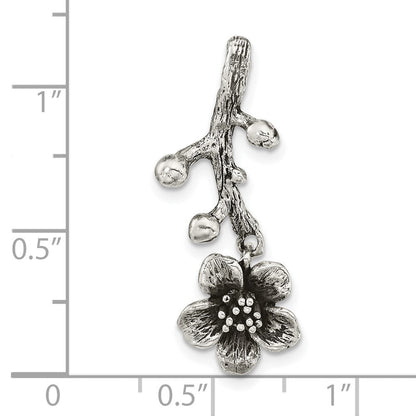 Sterlingsilber Oxidiert Branch mit Blume Anhänger