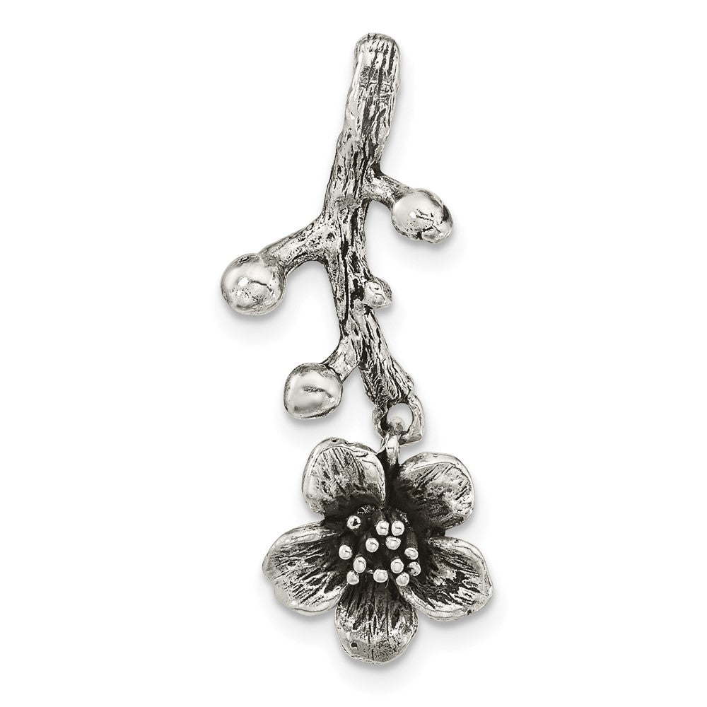 Sterlingsilber Oxidiert Branch mit Blume Anhänger