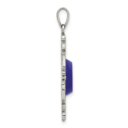 Sterlingsilber Oxidiert Dyed Blau Achat Filigran Fantasie Anhänger