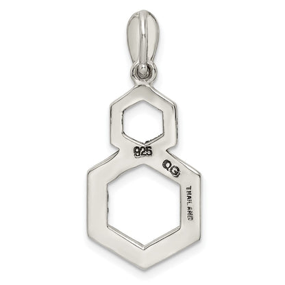 Sterlingsilber Antikisiert Markasit Hexagon Anhänger