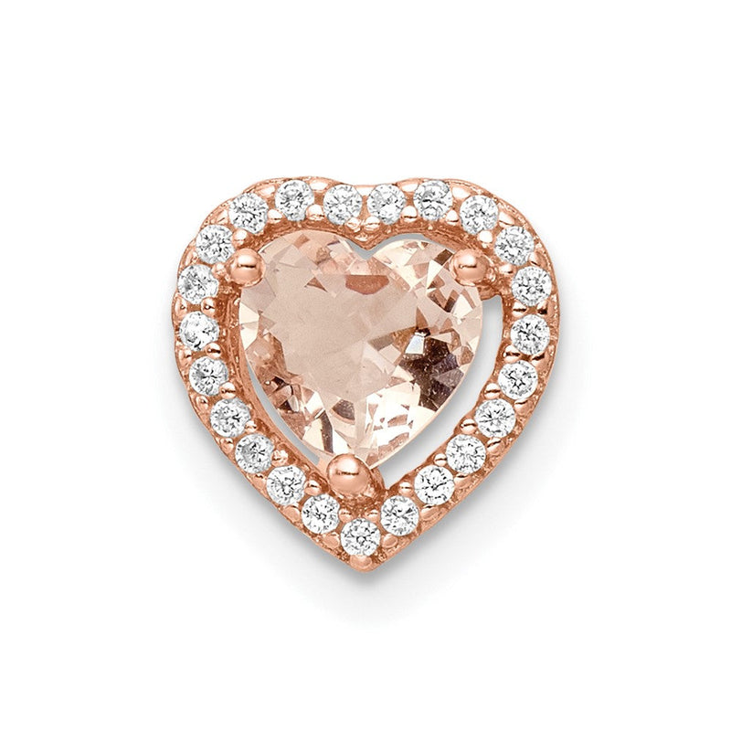Sterlingsilber Roséfarben Poliert Rosa & Weiß Zirkonia Herz Kette Anhänger