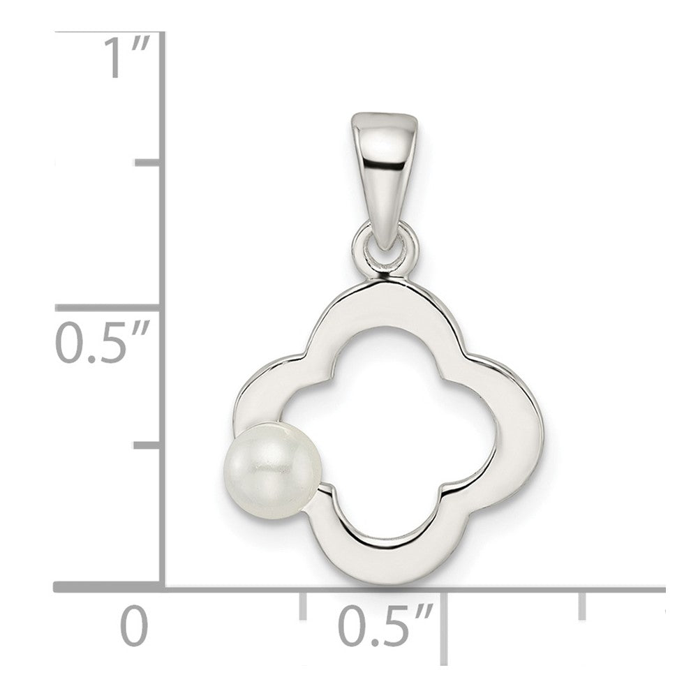 Sterlingsilber Poliert Imitat Perle Klee Anhänger