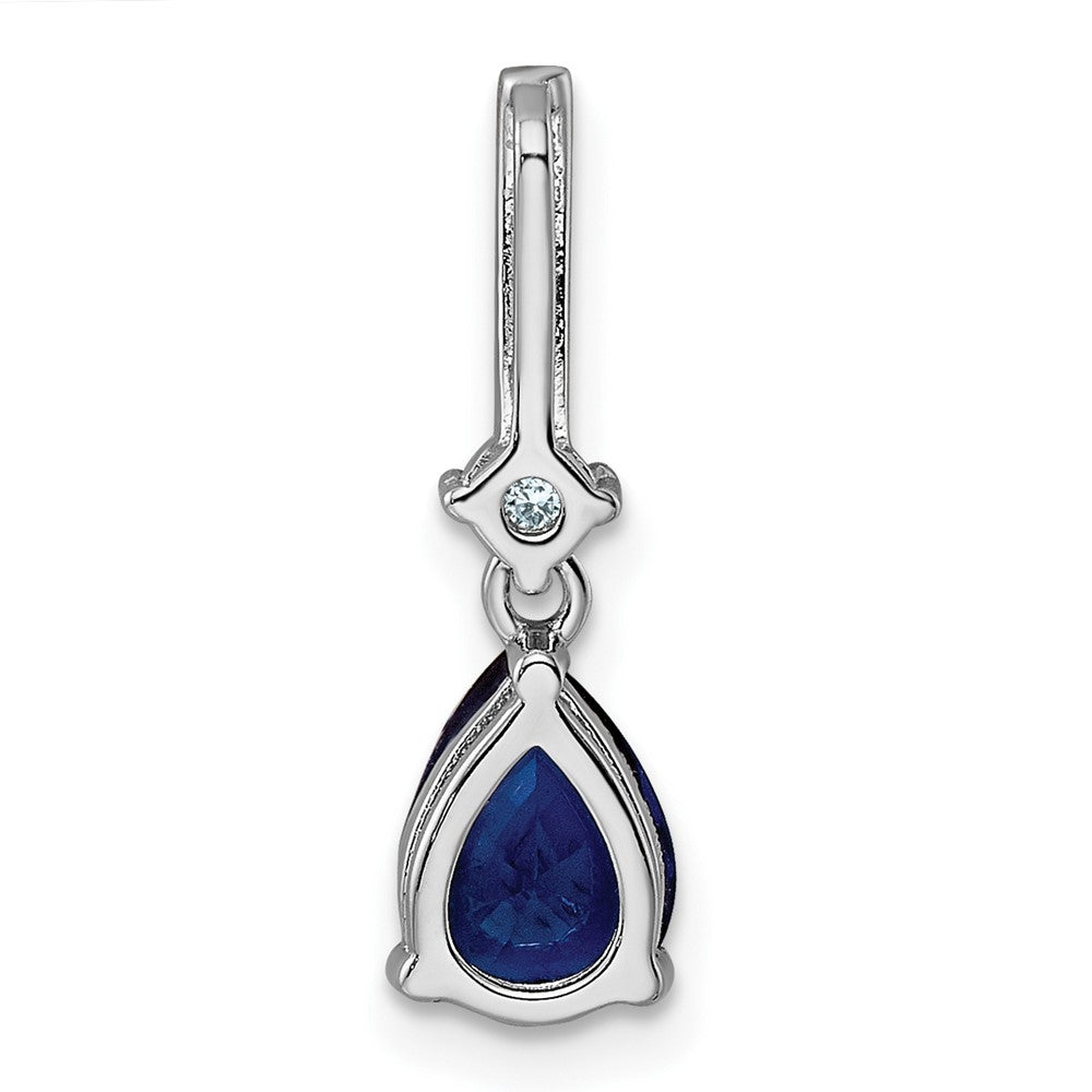Sterlingsilber Rhodiniert Zirkonia und Blau Glas Anhänger