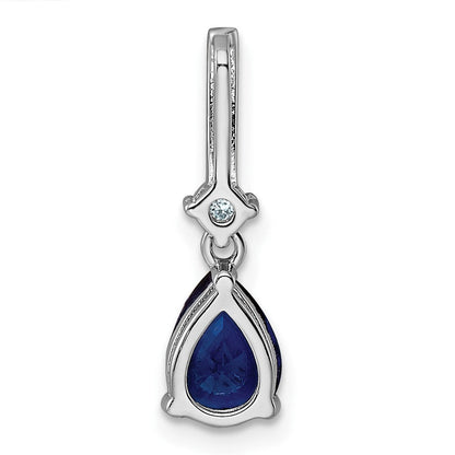 Sterlingsilber Rhodiniert Zirkonia und Blau Glas Anhänger