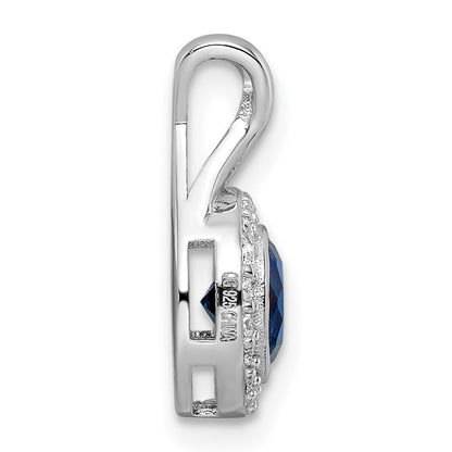 Sterlingsilber Rhodiniert Zirkonia und Glas Stein Anhänger