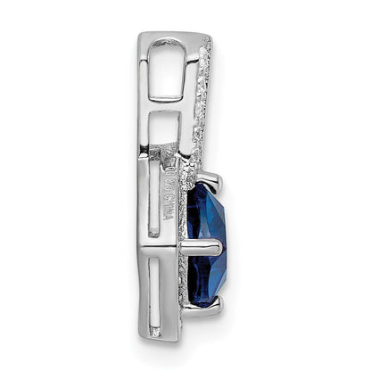 Sterlingsilber Rhodiniert Zirkonia und Blau Glas Anhänger