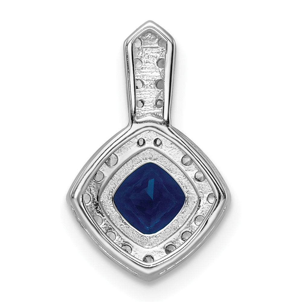 Sterlingsilber Rhodiniert Zirkonia und Blau Glas Anhänger