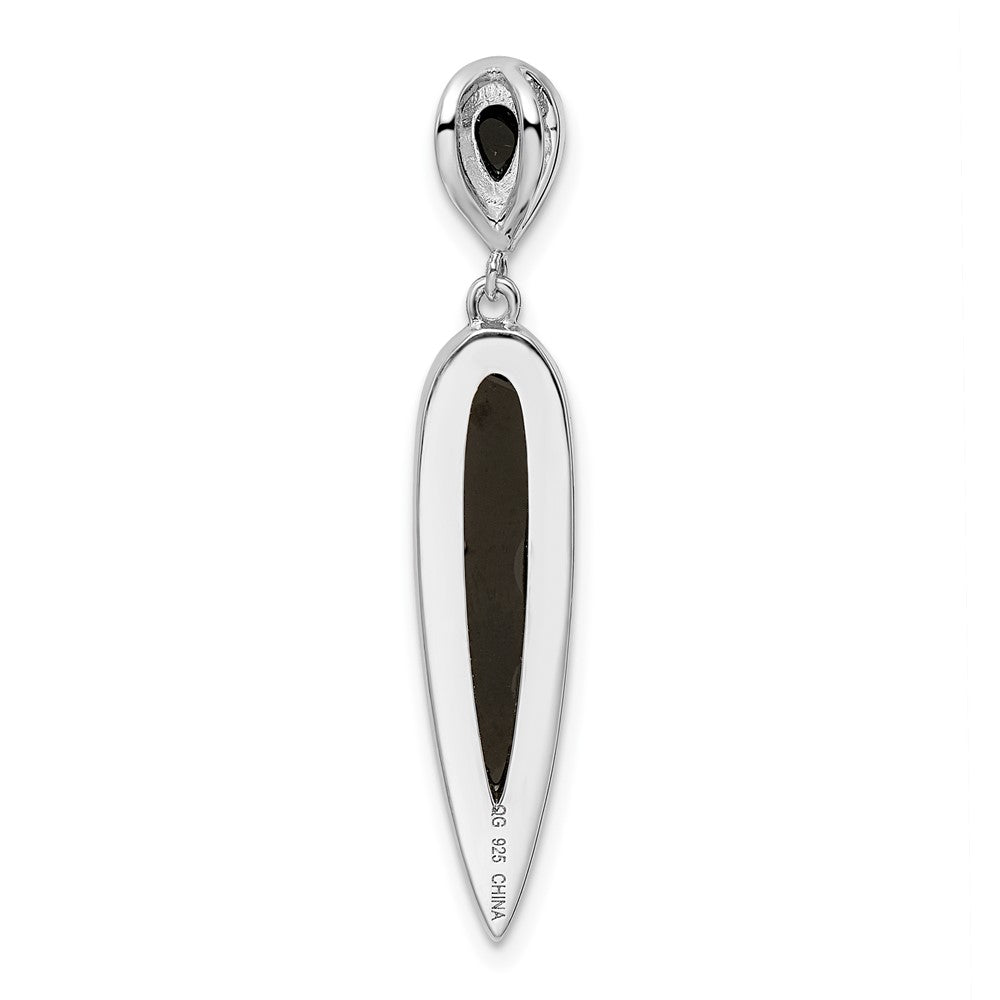 Sterlingsilber Rhodiniert Zirkonia & Schwarz Achat Anhänger