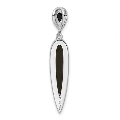 Sterlingsilber Rhodiniert Zirkonia & Schwarz Achat Anhänger