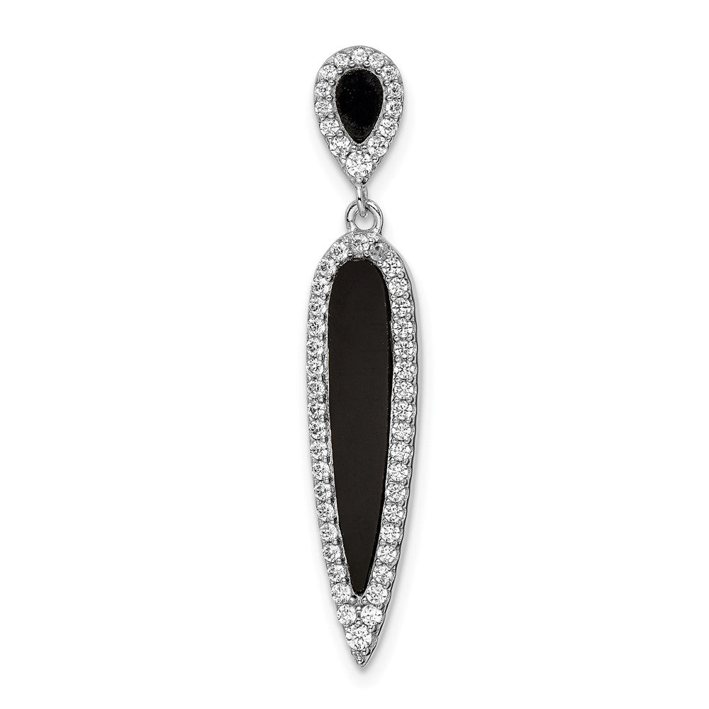 Sterlingsilber Rhodiniert Zirkonia & Schwarz Achat Anhänger