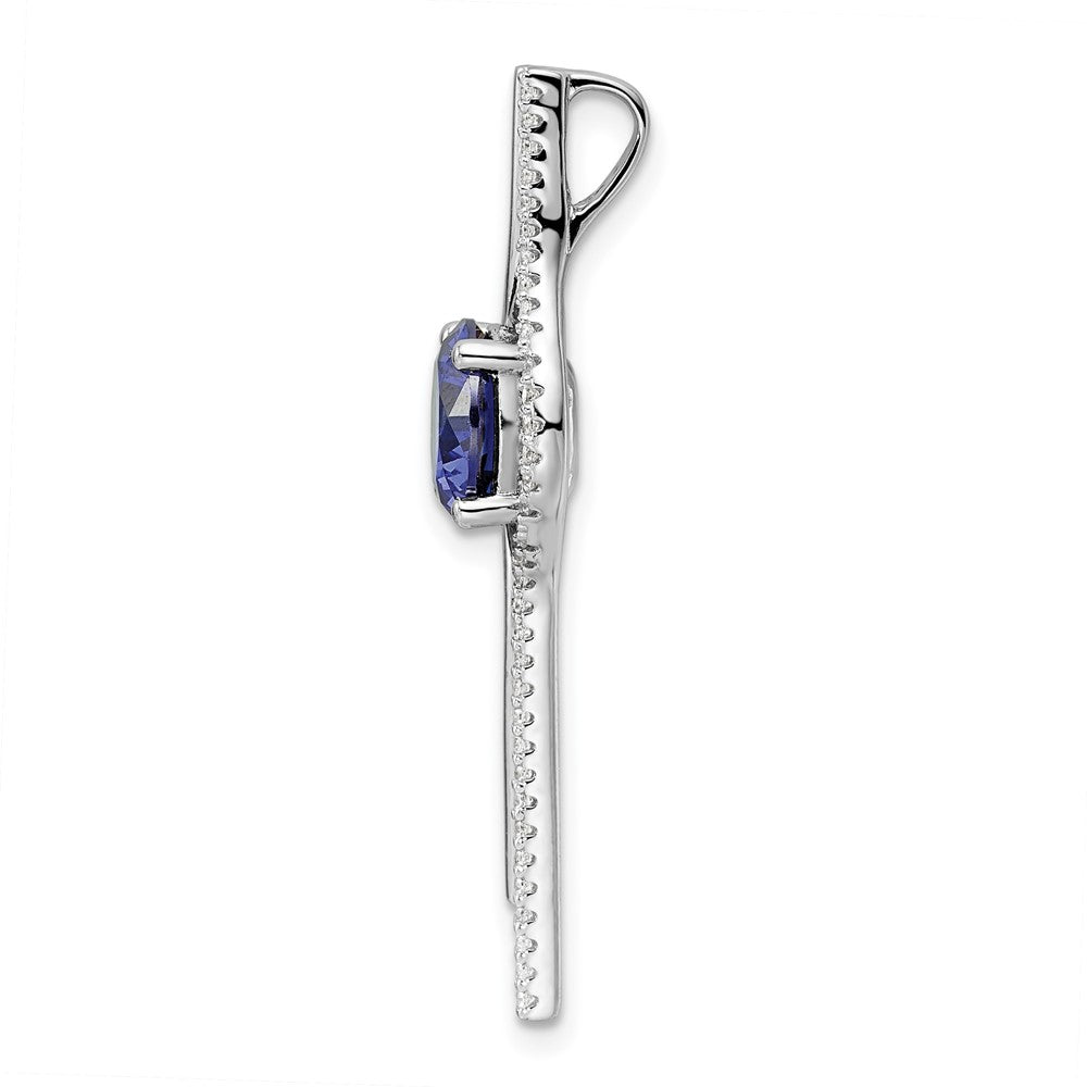 Sterlingsilber Rhodiniert Blau & Weiß Zirkonia Anhänger
