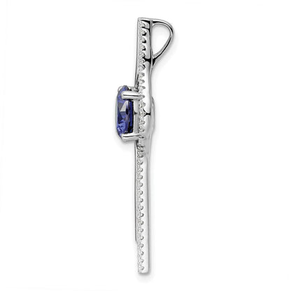 Sterlingsilber Rhodiniert Blau & Weiß Zirkonia Anhänger