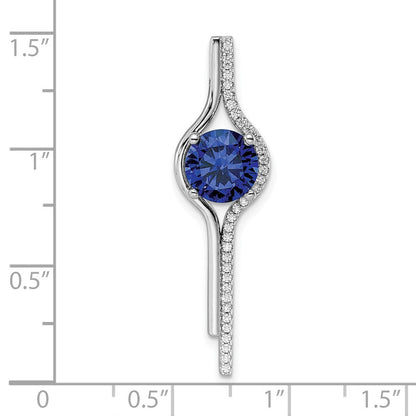 Sterlingsilber Rhodiniert Blau & Weiß Zirkonia Anhänger