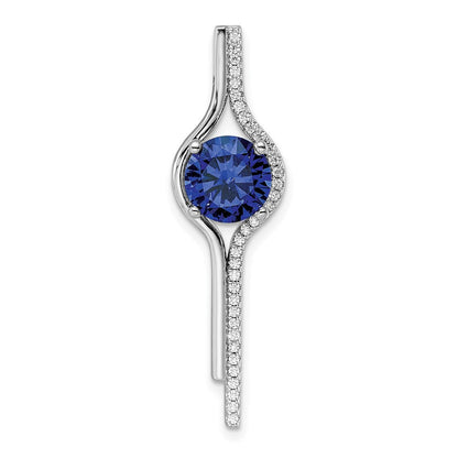 Sterlingsilber Rhodiniert Blau & Weiß Zirkonia Anhänger