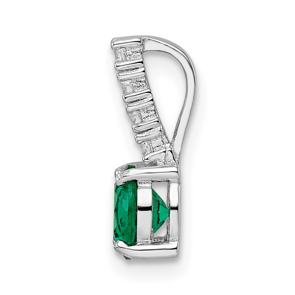 Sterlingsilber Poliert Rhodiniert Grün & Klar Zirkonia Anhänger