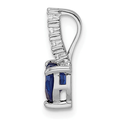 Sterlingsilber Rhodiniert Cr. Blau Spinell und Zirkonia Herz Anhänger