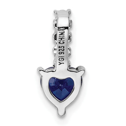Sterlingsilber Rhodiniert Cr. Blau Spinell und Zirkonia Herz Anhänger