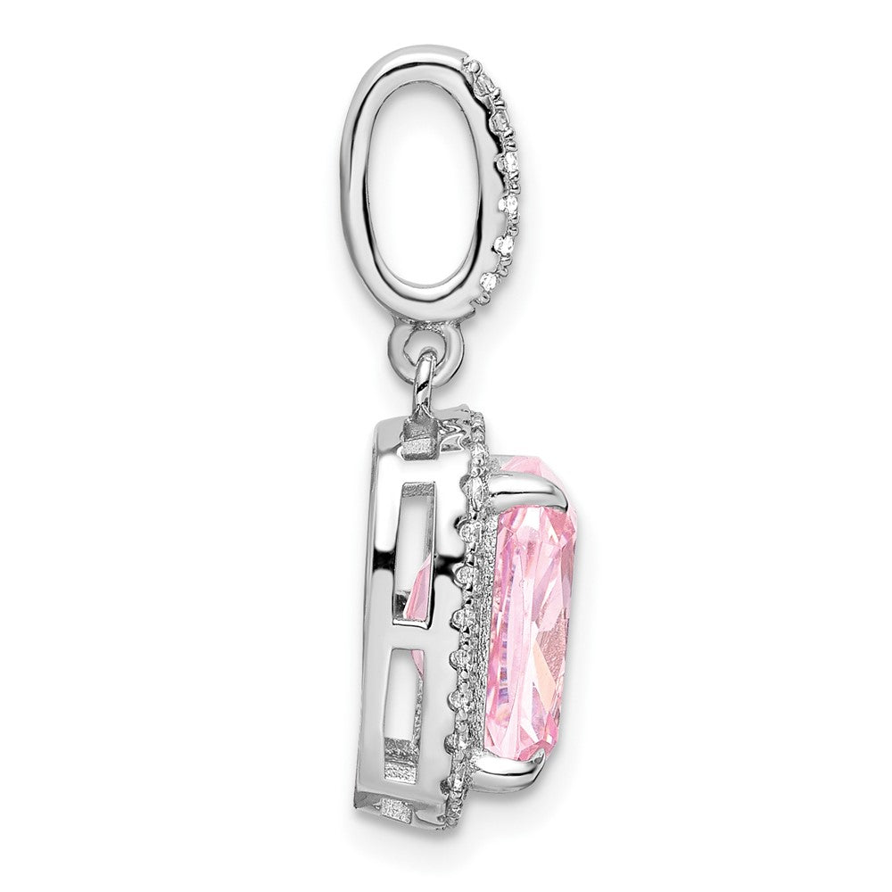 Sterlingsilber Rhodiniert Rosa & Weiß Zirkonia Anhänger