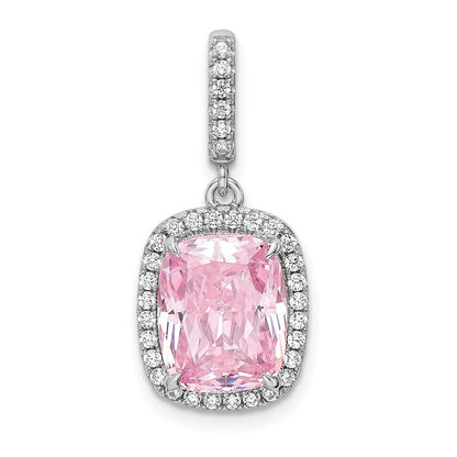 Sterlingsilber Rhodiniert Rosa & Weiß Zirkonia Anhänger