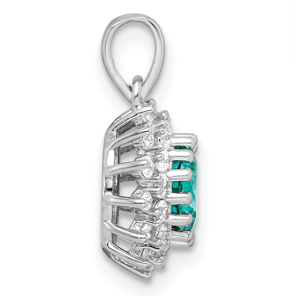 Sterlingsilber Rhodiniert Teal & Weiß Zirkonia Anhänger