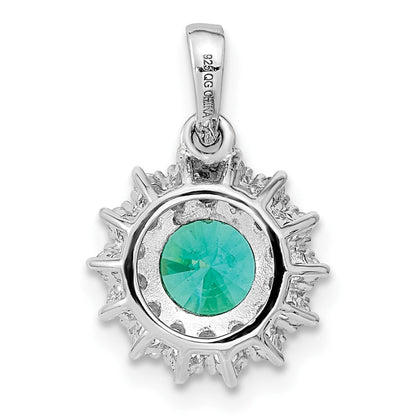 Sterlingsilber Rhodiniert Teal & Weiß Zirkonia Anhänger