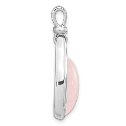 Sterlingsilber Rhodiniert Rose Quarz Oval Anhänger