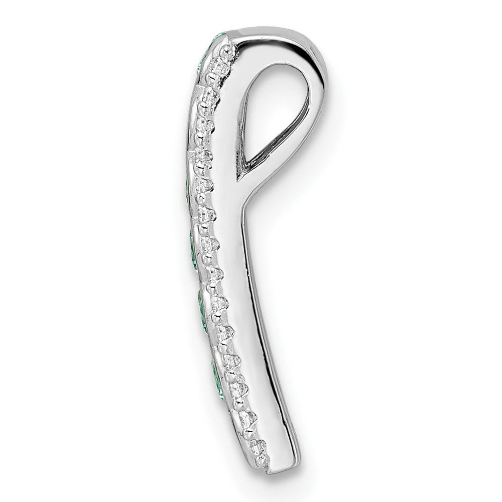 Sterlingsilber Rhodiniert Aqua & Weiß Zirkonia Kette Anhänger