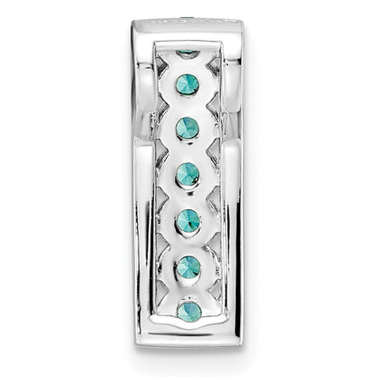 Sterlingsilber Rhodiniert Aqua & Weiß Zirkonia Kette Anhänger