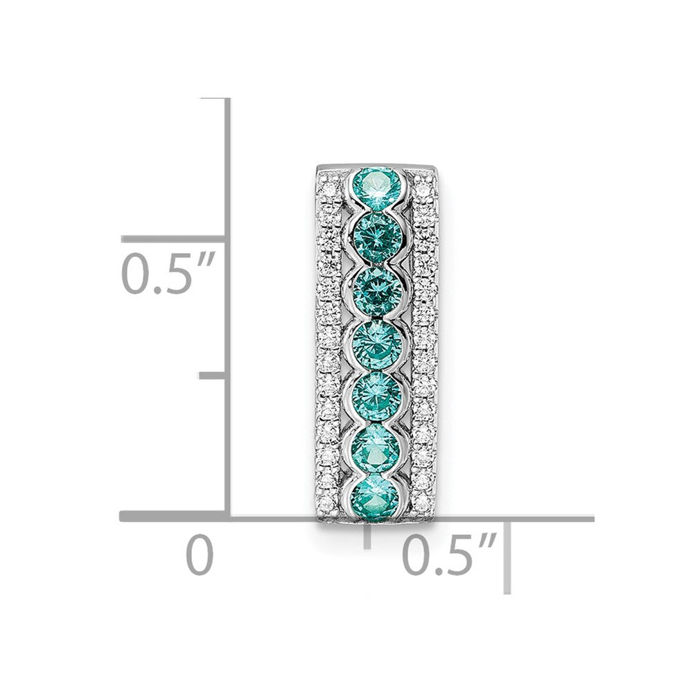 Sterlingsilber Rhodiniert Aqua & Weiß Zirkonia Kette Anhänger